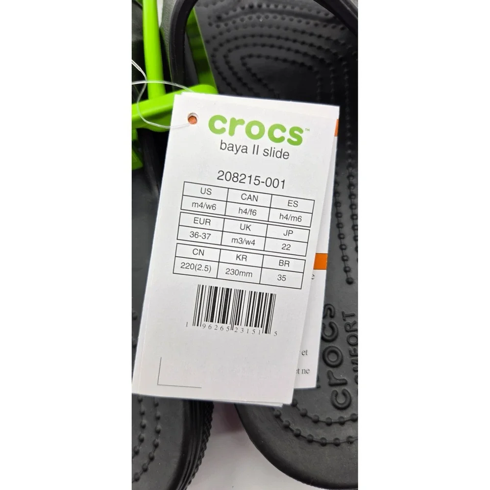 Crocs Baya II Slide Black Unisex Sandals Mens 4 Womens 6 208215-001 NEW